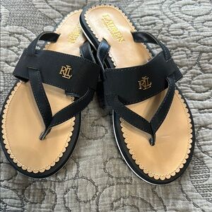 Ralph Lauren Blue and Tan Sandals